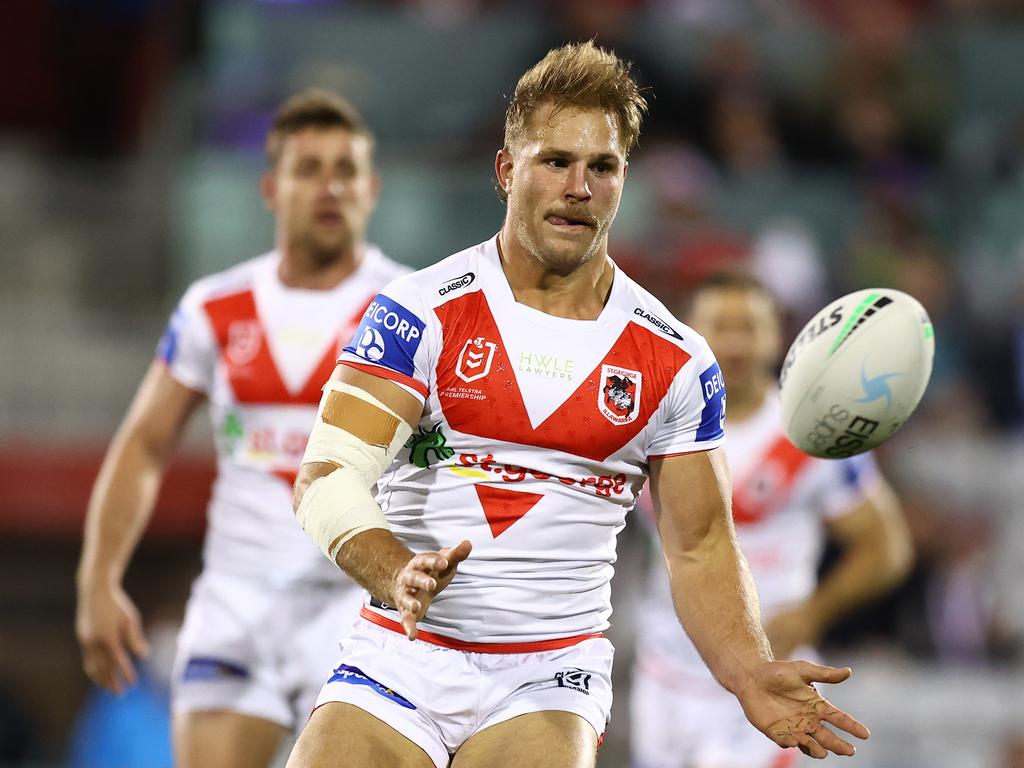 Jack de Belin is being shielded by the Dragons. Picture: Mark Nolan/Getty Images