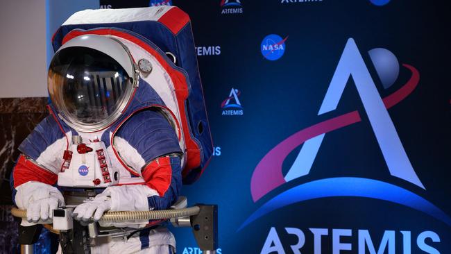 The next generation spacesuits are extendible and therefore one-size-fits-all. The suit is set to be worn by the first woman to land on the Moon in 2024 Picture: AFP