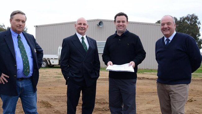 At a funding announcement for the Australian Clay Target Association clubhouse in Wagga, August 2017, from left, ACTA president Robert Nugent, ACTA executive officer Tony Turner, then NSW sports minister Stuart Ayres and Daryl Maguire, MP for Wagga Wagga. Picture: Facebook