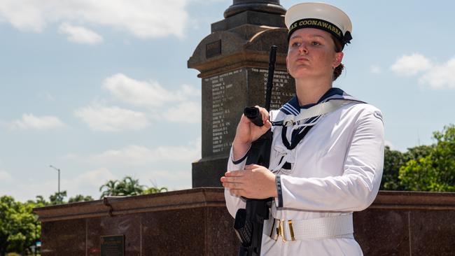 A catafalque party guards the Darwin Cenotaph on Remembrance Day service, 2024. Picture: Pema Tamang Pakhrin