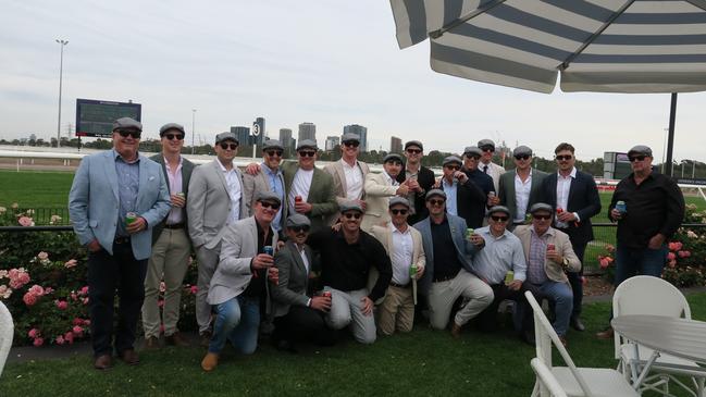 JR's group at Seppelt Wines Stakes Day 2024 at Flemington Racecourse. Picture: Gemma Scerri