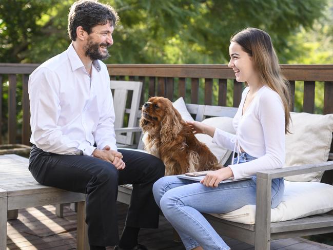 Study co-author Professor Joseph Ciarrochi admits with struggling with his other teen daughter Grace’s use of tech devices. Picture: Darren Leigh Roberts