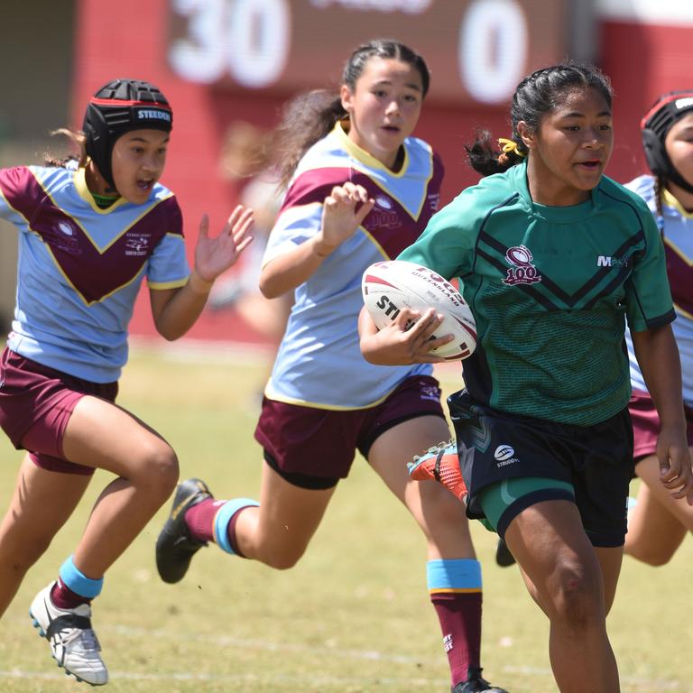 Under-12 girls' state league titles at Burleigh juniors fields Met North V South Coast. Met North's Nyeema Tuua. (Photo/Steve Holland)