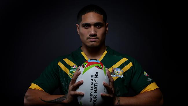 Sione Mata'utia was the youngest Kangaroo when he suited up for Australia in 2014. Picture: Peter Wallis