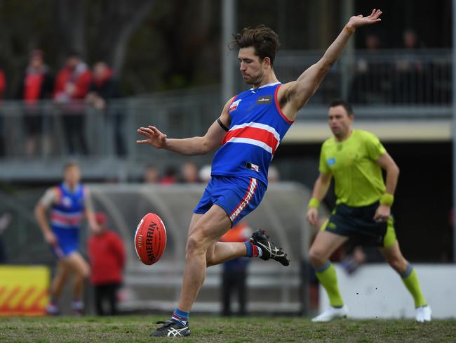 is seen in action during the EFL Div 1 preliminary final at Bayswater Oval, Melbourne, Saturday, September 15, 2018.  Sth Croydon v Blackburn. (AAP Image/James Ross) NO ARCHIVING