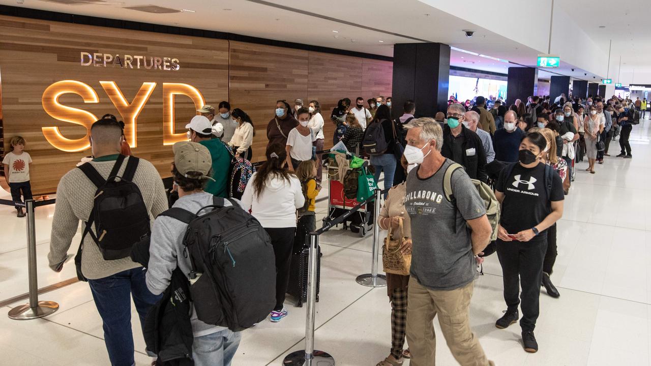 The new recommendation would mean that passengers won’t have to wear masks at airport terminals, but will continue to wear them on the plane. Picture: Julian Andrews