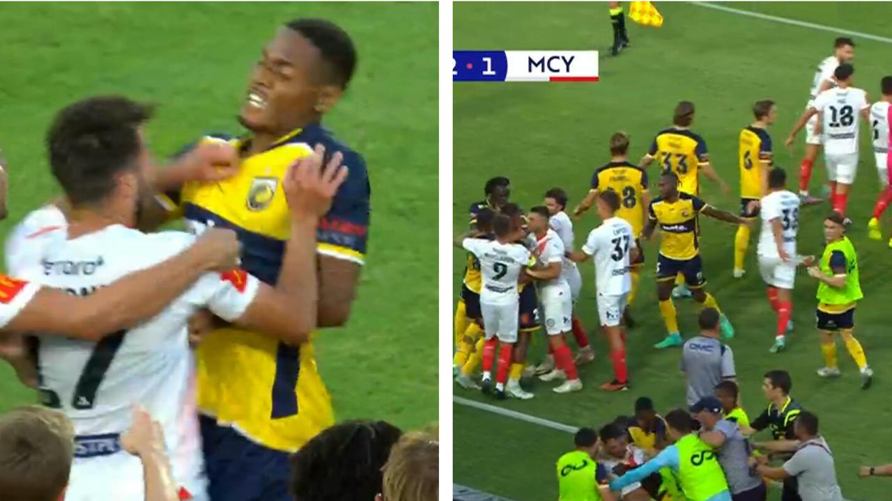 ‘They’ve come from everywhere’: Cards galore after brawl as A-League clash descends into chaos