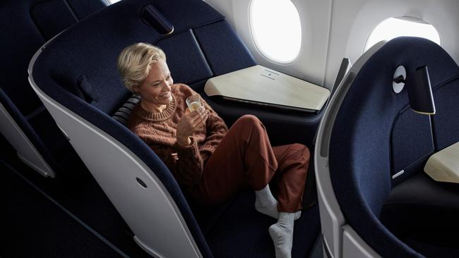 The super-comfy Finnair Business Class pod.