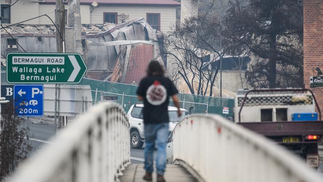 Cobargo, in southern NSW, is rebuilding following the fires. But the town is keen for tourists to return when businesses have reopened. Picture: AAP Image/James Gourley.