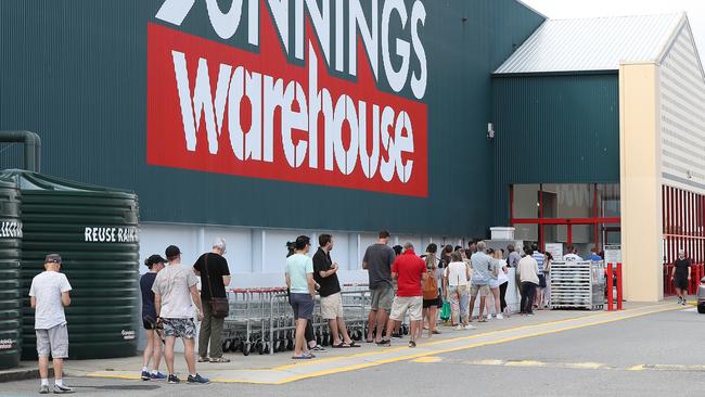 Restaurants and pubs should be allowed as many patrons as they can fit, but under the social distancing rules we already see at Bunnings. Picture: Getty Images