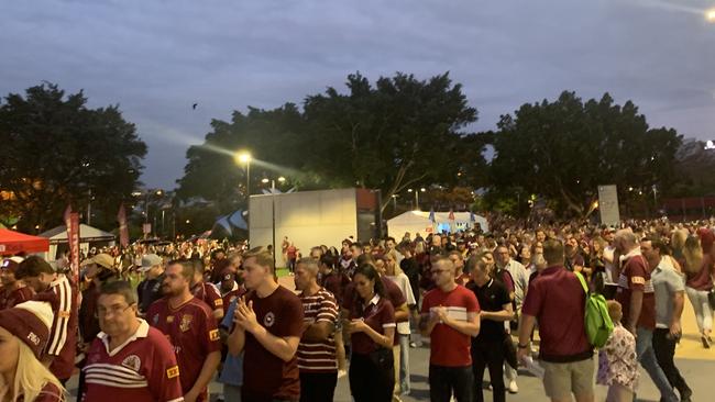 Thousands of Maroons supporters outside Suncorp Stadium. Picture: Danielle O'Neal