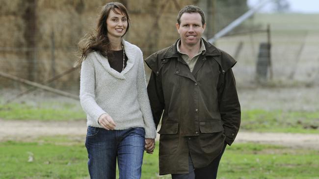 Andrew Broad with his wife Rachel at their Marong farm. 