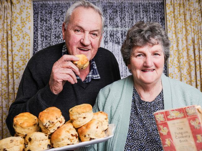 Sunday Herald Sun- Alice Hirst, Scone Champion from Warrnambool. With her husband Eric, who also is a scone making champion. Picture- Nicole Cleary