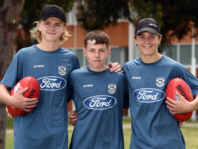 Jagger Mooney, Boston Riccardi and Alfie Wojcinski at Cats training.