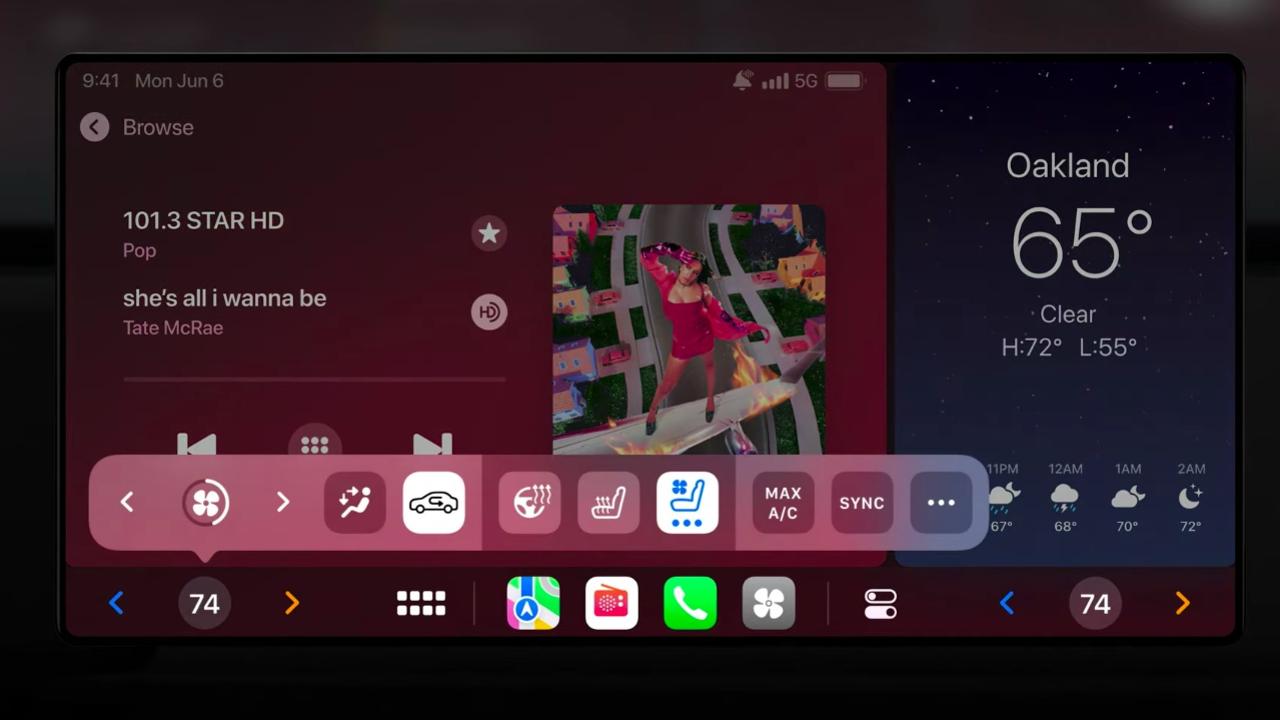 Apple's CarPlay will give drivers access to new features such as climate control.