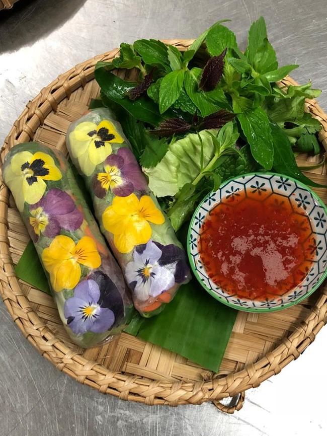 Rice paper rolls are even better in floral. Picture: Le Feu