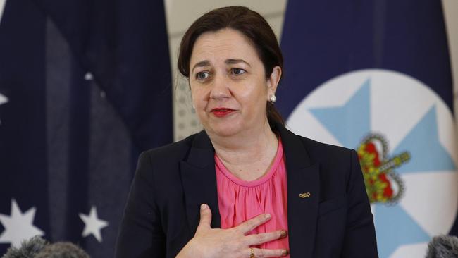 Premier Annastacia Palaszczuk during a press conference in Brisbane. Picture: NCA NewsWire/Tertius Pickard