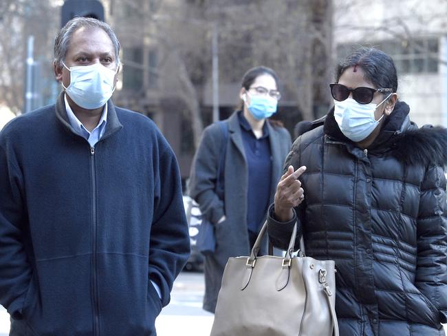 MELBOURNE, AUSTRALIA - NewsWire Photos JUNE 30, 2021: Kandasamy and Kumuthini Kannan arrive at the Melbourne Supreme Court after being found guilty of keeping a woman as a slave. Picture: NCA NewsWire / Andrew Henshaw