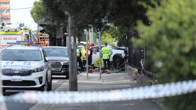 The car smashed into a fence at Hurstville Public School.