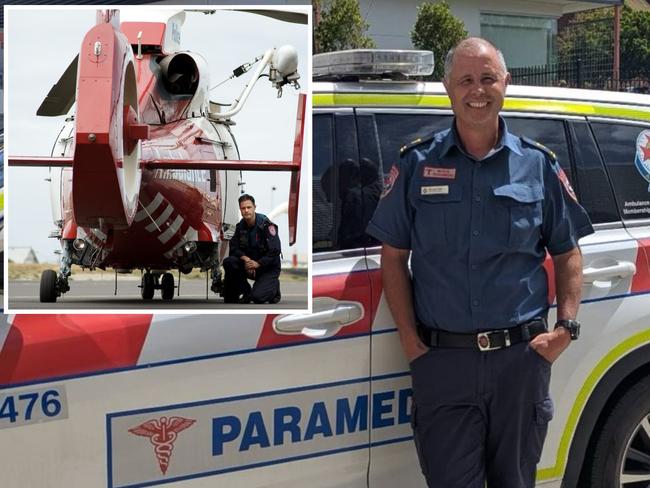 Geelong paramedic Michael Wells celebrates 25 years of service. Pictures: Supplied