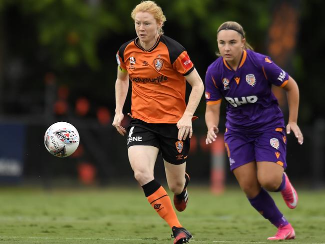 Clare Polkinghorne currently hold the record for Brisbane Roar with 152 appearances. Picture: Albert Perez/Getty Images