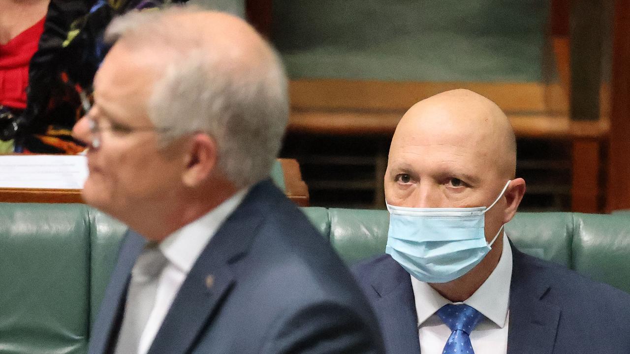 Defence Minister Peter Dutton said Prime Minister Scott Morrison were keen to talk with the French President. Picture: NCA NewsWire / Gary Ramage