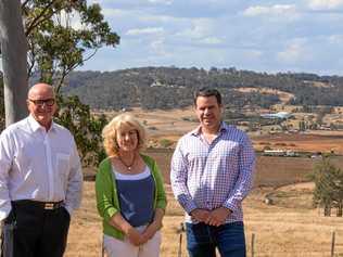 SITE TOUR: Nexus Infrastructure chairman John Witheriff (left) and communications and stakeholder director Sarah Delahunty (centre) are given a tour of the Teen Challenge facility by operations manager Craig Watson. Picture: Contributed