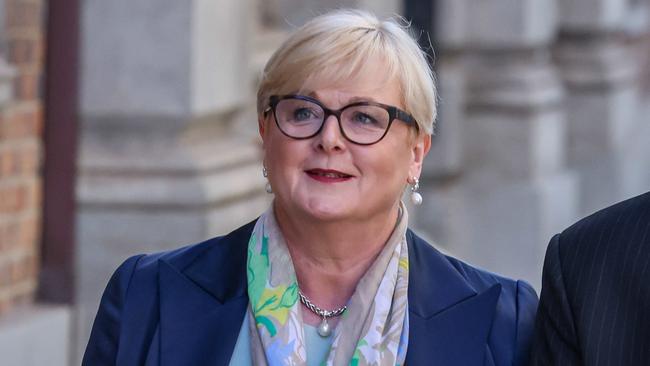 5/3/2024 Reynolds husband, Linda Reynolds and lawyer Martin Bennett Linda Reynolds arrives at David Malcolm Justice Centre to meet face to face with Brittany Higgins and David Sharaz  as part of a court-ordered mediation. Reynolds is suing the engaged couple for defamation.Pic  Colin Murty