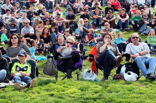 A League  of fans on the bank. Picture: Kim Eiszele