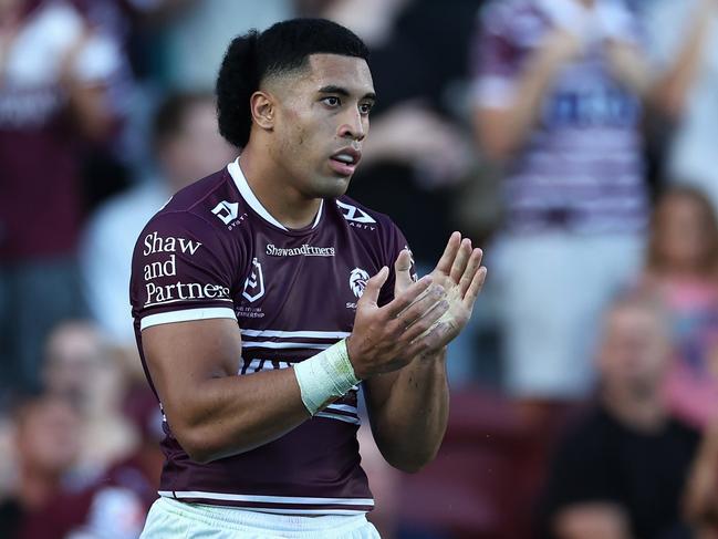 Tolutau Koula is expected to line up at fullback for the Sea Eagles. Picture: Getty Images