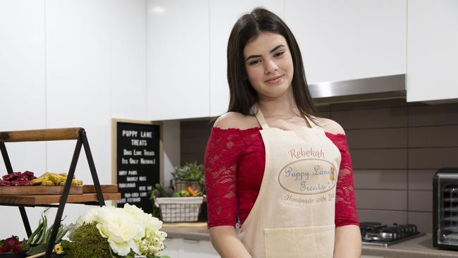 Year 9 student Rebekah Terpkou has launched her own clean dog treat business. Picture: Sarah Marshall