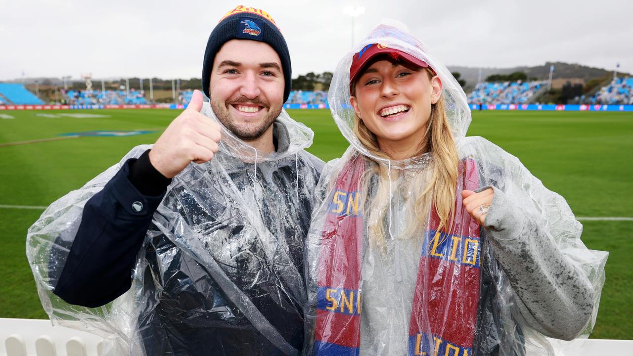 Footy fans soak up the action in SA for Saturday’s offering of Gather Round clashes. Picture: James Elsby/AFL Photos via Getty Images