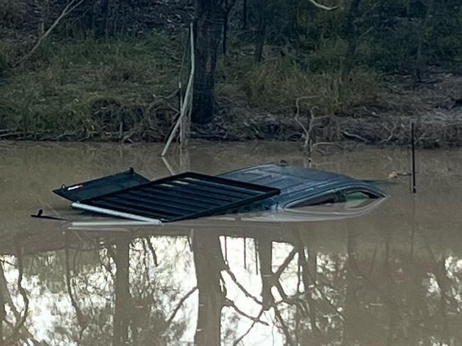 A $145k Chevrolet Silverado submerged in mud at the Yarrilwanna Creek. Picture: Supplied