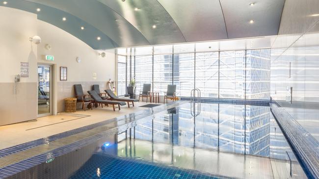 The pool at Novotel Sydney Darling Square – perfect for cooling off after a busy day of sightseeing. Picture: Supplied