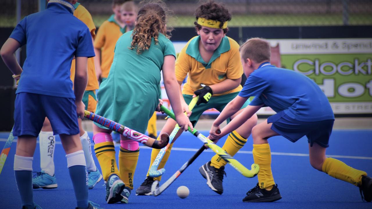 Primary school students from throughout Grafton participated in the first round of The Daily Examiner Hockey competition at Clarence Valley Regional Hockey Complex on Thursday, 25th February, 2021. Photo Bill North / The Daily Examiner