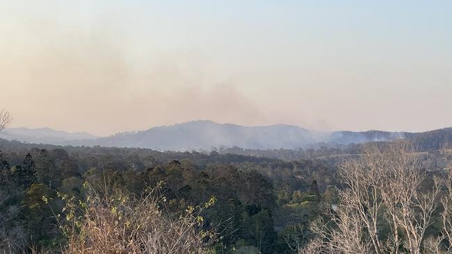 A fire tore through Tuchekoi in the Mary Valley between Saturday, October 28 and November 1, 2023, threatening and destroying properties along its way. Tuesday evening, October 31, 2023. Picture: Christine Schindler