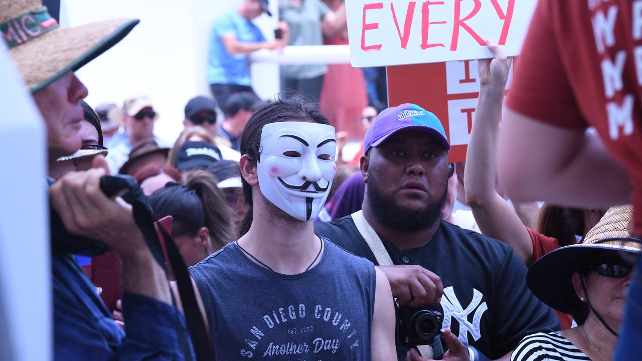 Faces from Darwin's Freedom Rally at Parliament House. Picture: Amanda Parkinson