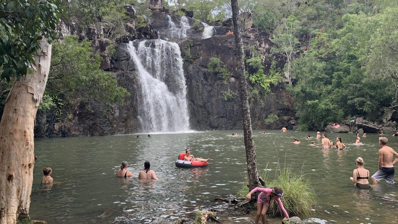 Cedar Creek Falls in the Whitsundays where people continue to jump from the waterfall despite warnings of fatalities and spinal injuries. Picture: Rae Wilson