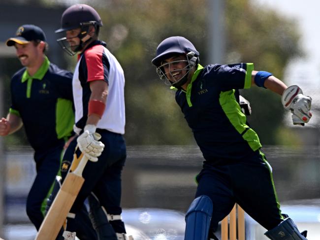 VTCA keeper Chetan Arjun celebrates a catch. Picture: Andy Brownbill