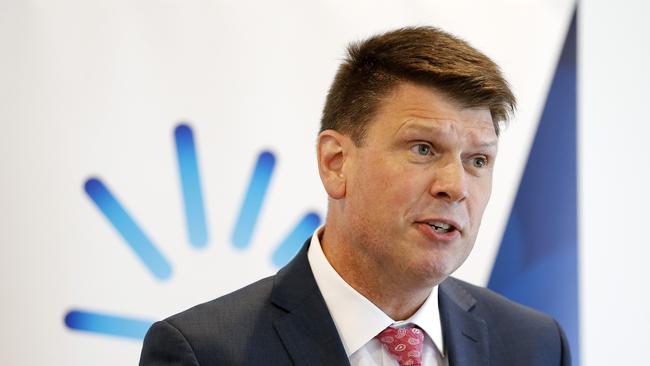 AGL Energy boss Brett Redman announces the new joint-venture battery project in Queensland on Wednesday. Picture: AAP