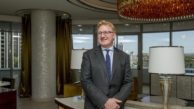 Star Entertainment Group Queensland managing director Geoff Hogg inside one of the rooms at The Star's new building, The Darling, in Broadbeach. Picture: Jerad Williams