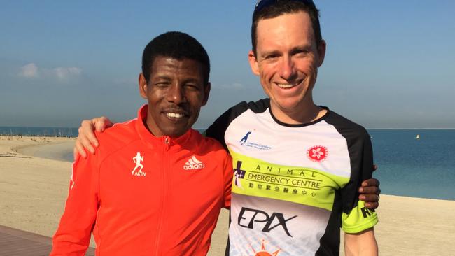 David got the chance to meet athletics legend Haile Gebrselassie while racing in Dubai.