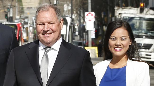 Lord Mayor Robert Doyle unveils his election team for October council poll. Doyle's team, Sue Stanley, Kevin Louey, Beverley Pinder-Mortimer, Hope Wei, Susan Riley, Arron Wood, Mayor Robert Doyle, Tessa Sullivan and Nicholas Reece in Swanston Street.   Picture: David Caird