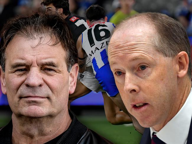 17 June 2024; A photo comp of John Setka and Stephen McBurney with AFL players in the background; Collage. Ratio 4:3.