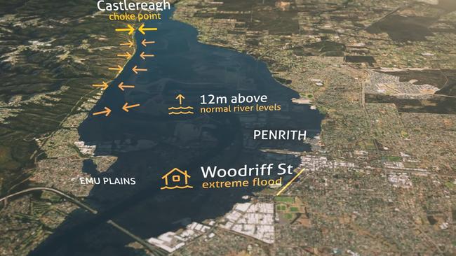 NSW State Emergency Services have mapped the devastating impact a flood would have on the Nepean and Hawkesbury Valley, where waters could rise up to 20m inundating suburbs including Wallacia, Penrith, Emu Plains, Castlereagh, Richmond, Windsor, McGraths Hill, Riverstone and up to Marsden Park.