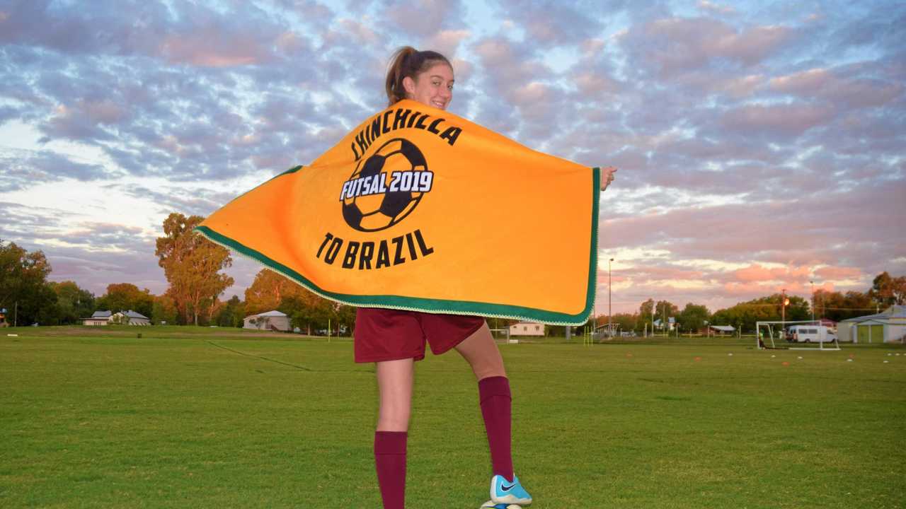 BEST FOOT FORWARD: Chinchilla's Gabby Hicks has landed in Belo Horizonte, Brazil after 30 plus hours of travel to begin training and playing with some of the world's best as part of the Australian under 15s futsal team. Picture: Kate McCormack