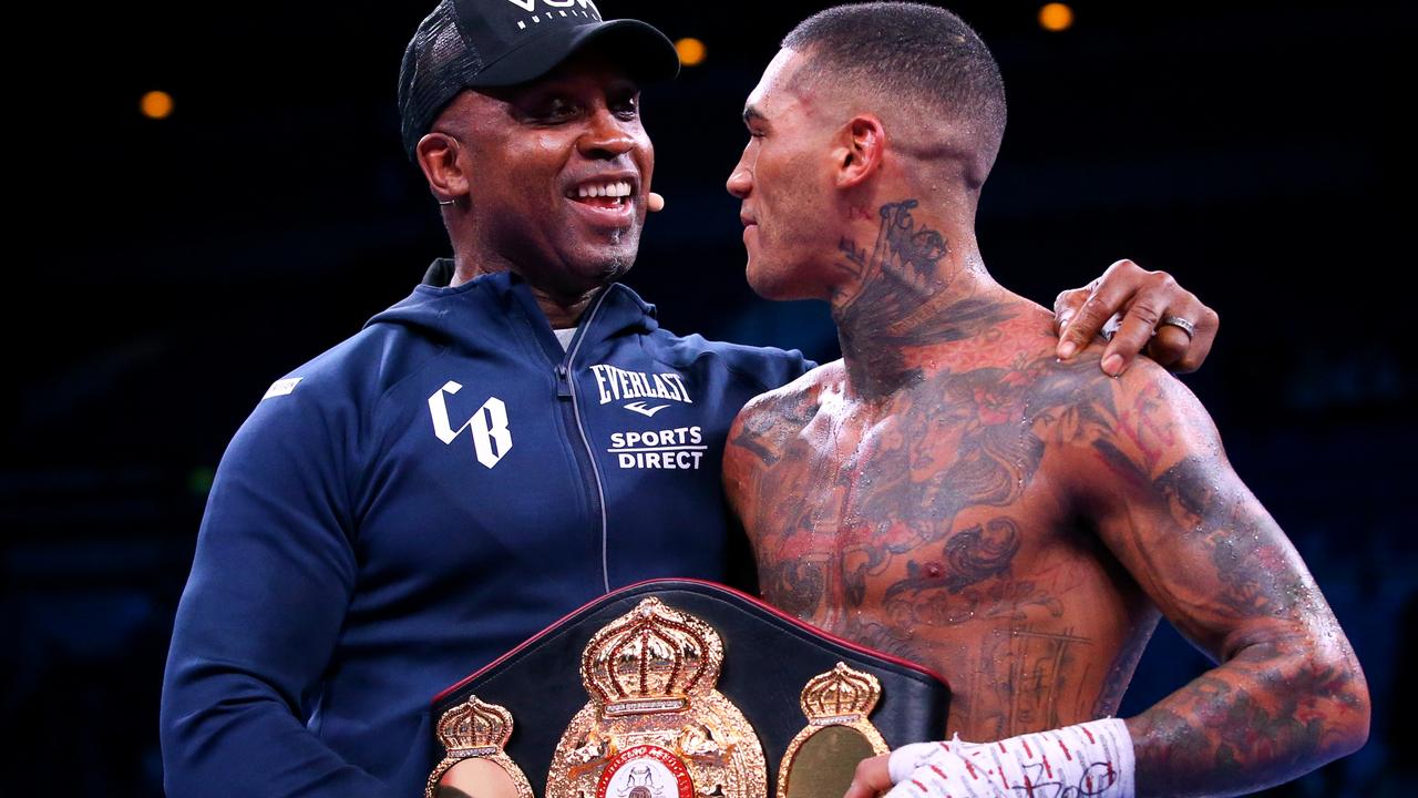 Conor Benn with his legendary father Nigel after the win.