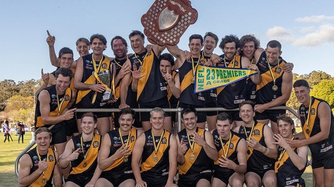 BSR Tigers celebrate their fourth consecutive NEFL flag. Picture: BSR Tigers Football Club