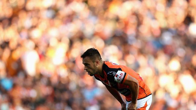 The Tigers are set to make a call on the future of Luke Brooks in the coming weeks, after missing out on the signature of Mitchell Moses. Picture: Getty Images.