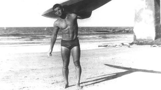 Mick Hall, seen here in the early 1950s, was a leading member of the Manly Life Saving Club and a significant player in the early years of surfboard making in Australia. He fied recently, aged 87. Picture: Facebook (Juanita Read)